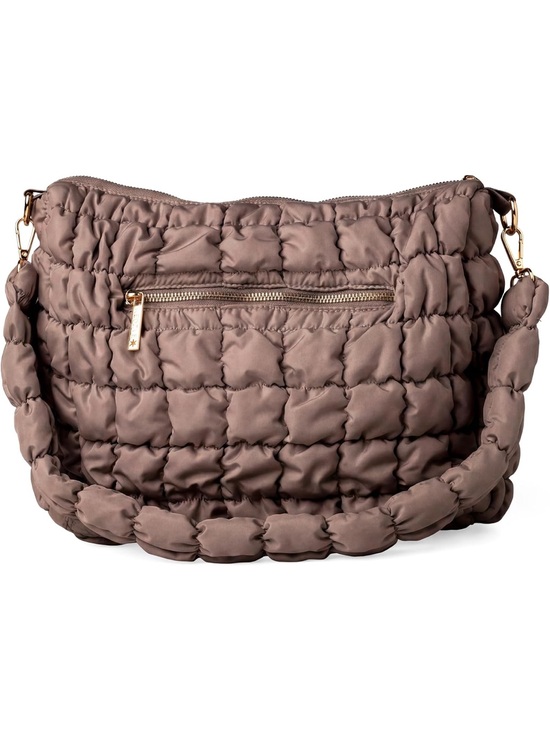Handbags - Quilted Padded Shoulder Bag in Mushroom